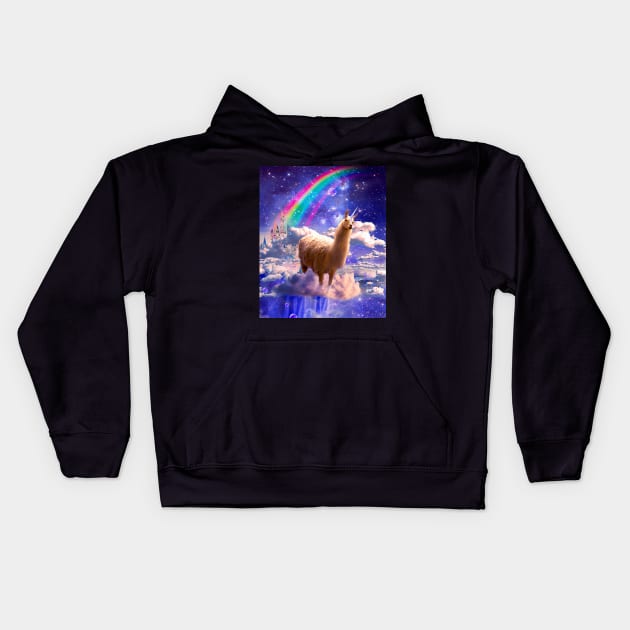 Rainbow Llama Unicorn - Llamacorn Kids Hoodie by Random Galaxy